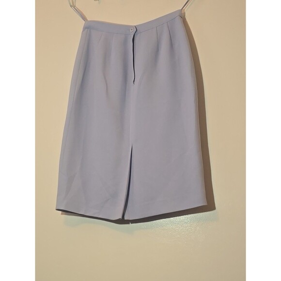 Vintage 9Os Kasper ASL Baby Pastel Blue Embroidery Solid Pint Midi Skirt W/Top - Picture 5 of 9